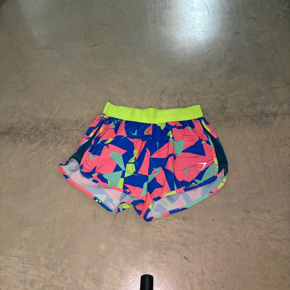 Gymshark Running Shorts Women S Multicolor Excellent Geometric Abstract GLSH4718